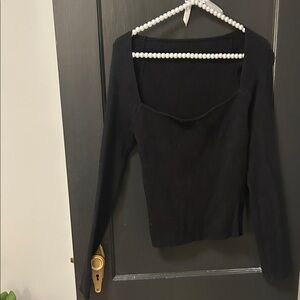 Black Square Neck Sweater